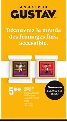 Provigo Monsieur gustav fromage cheddar, 200 g offer