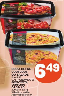 Marché Bonichoix Plaisirs gastronomiques bruschetta, couscous or salad offer