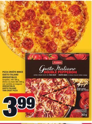 Super C Pizza croûte mince gusto italiano irresistibles | irresistibles gusto italiano thin crust pizza offer