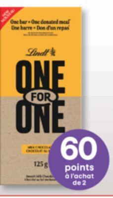 Jean Coutu Lindt one for one chocolate bar offer