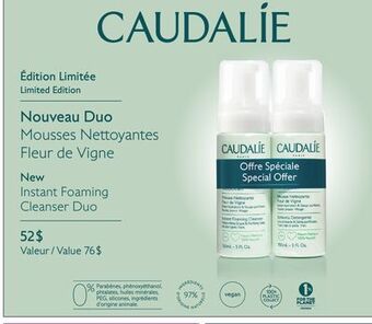 Jean Coutu Caudalie instant foaming cleanser duo offer