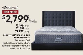 Dormez Vous Beautyrest imperial lux balsa mattress offer