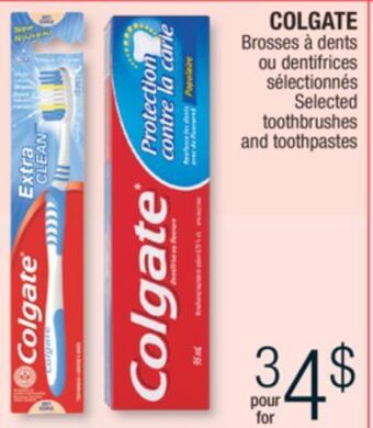 Jean Coutu Colgate selected toothbrushes and toothpastes offer