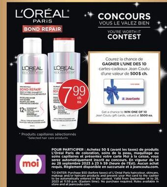 Jean Coutu L'oréal paris selected hair care products offer