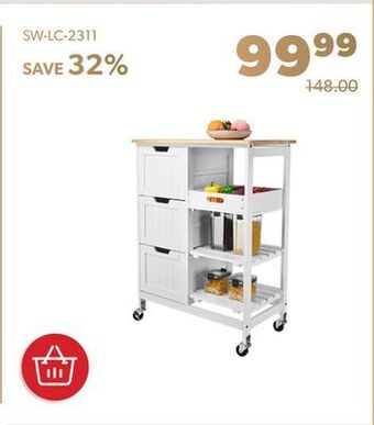Shopper+ Rolling waterproof wood kitchen island serving cart with lockable wheels - sortwise ️ offer
