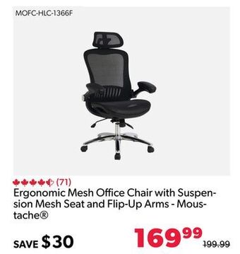 Shopper+ Ergonomic mesh office chair with suspen- sion mesh seat and flip-up arms - moustache offer