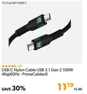 Shopper+ Usb-c nylon cable usb 3.1 gen 2 100w 4k@60hz - primecables offer
