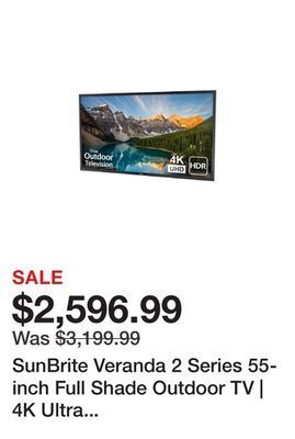 Newegg Sunbrite veranda 2 series 55-inch full shade outdoor tv | 4k ultra hd hdr led weatherproof television - direct lit led screen offer