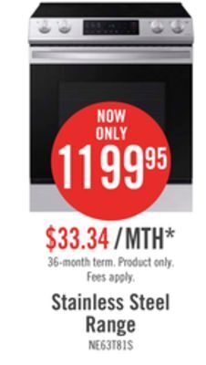 The Brick Samsung 6.3 cu. ft. electric range with wi-fi connect - ne63t8111ss/ac offer