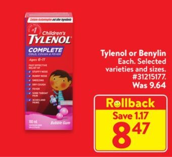 Walmart Tylenol or benylin offer