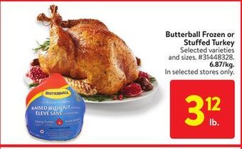 Walmart Butterball frozen or stuffed turkey offer