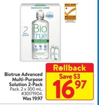 Walmart Biotrue advanced multi-purpose solution 2-pack offer