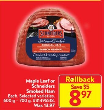 Walmart Schneiders smoked ham offer