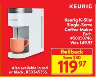 Walmart Keurig k-slim single-serve coffee maker offer