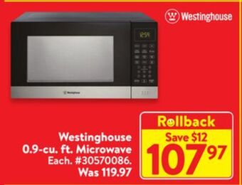 Walmart Westinghouse 0.9 cu.ft microwave offer