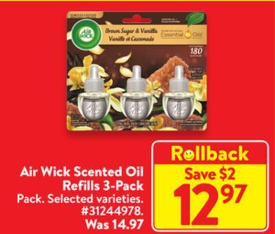 Walmart Air wick scented oil refills 3-pack offer