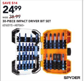 Lowe's Spyder 30-piece impact driver bit set offer