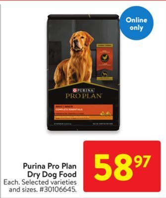 Walmart Purina pro plan dry dog food offer