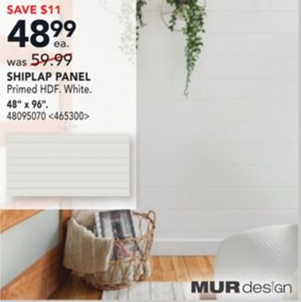 Lowe's Mur design shiplap panel 48 x 96 offer