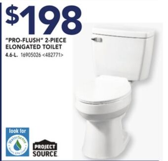 Lowe's Project source pro-flush 2-piece elongated toilet offer