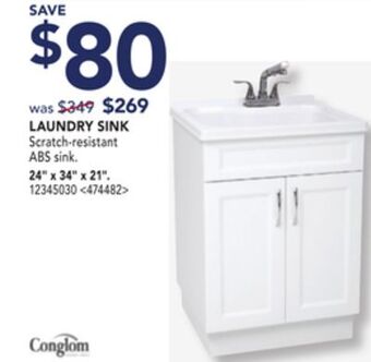 Lowe's Conglom laundry sink 24 x 34 x 21 offer