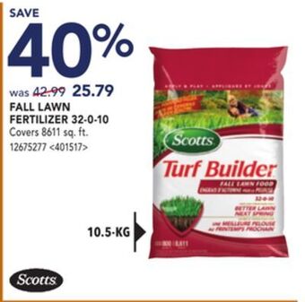 Lowe's Scotts fall lawn fertilizer 32-0-10 offer