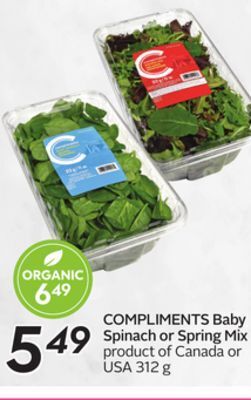 Sobeys Baby spinach or spring mix offer