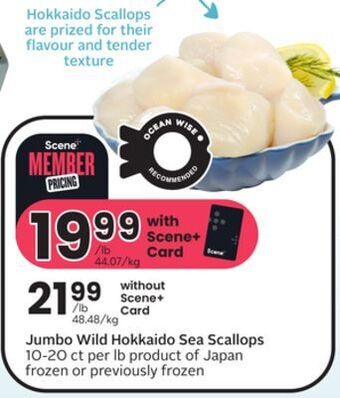 Sobeys Jumbo wild hokkaido sea scallops offer