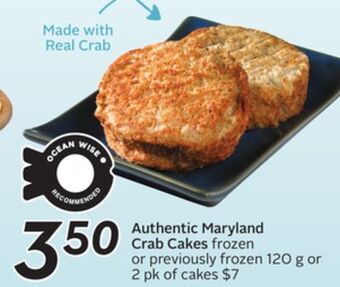 Sobeys Authentic maryland crab cakes offer