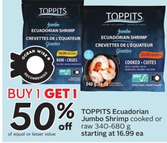 Sobeys Toppits ecuadorian jumbo shrimp offer
