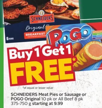 Sobeys Meat pies or sausage or pogo original offer