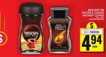 Food Basics Nescafé or taster's choice instant coffee offer