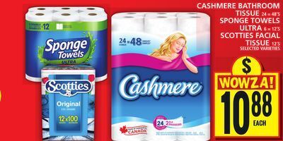 Cashmere bathroom tissue or sponge towels ultra or scotties facial ...