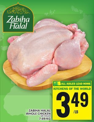Food Basics Zabiha halal whole chicken air chilled offer