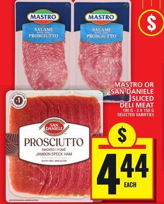 Food Basics Mastro or san daniele sliced deli meat offer