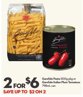 Longo's Garofalo pasta 500g pkg or garofalo italian plum tomatoes 798ml can offer