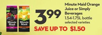 Longo's Minute maid orange juice or simply beverages offer