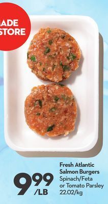 Longo's Fresh atlantic salmon burgers offer