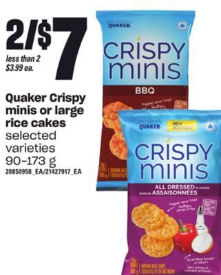 Independent Grocer Quaker crispy minis or large rice cakes, 90-173 g offer