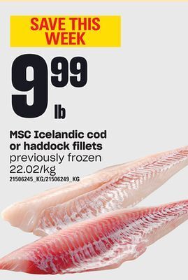 Independent Grocer Msc icelandic cod or haddock fillets offer