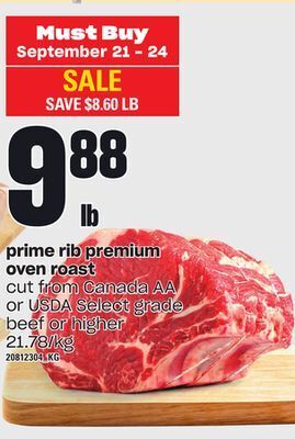 Independent Grocer Prime rib premium oven roast offer