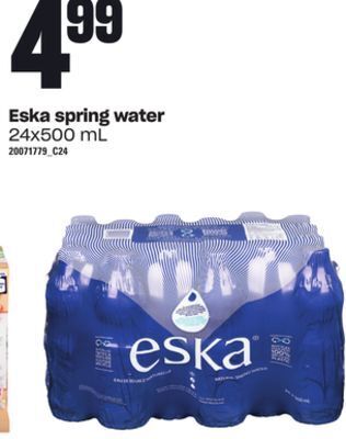 Independent Grocer Eska spring water, 24x500 ml offer