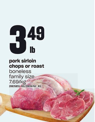 Independent Grocer Pork sirloin chops or roast offer