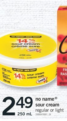 Fortinos No name sour cream, 250 ml offer