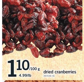 Fortinos Dried cranberries offer