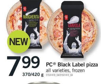 Fortinos Pc black label pizza, 370/420 g offer