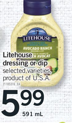 Fortinos Litehouse dressing or dip, 591 ml offer