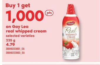 Fortinos Gay lea real whipped cream, 225 g offer