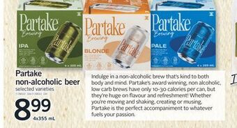 Fortinos Partake non-alcoholic beer 4x355 ml offer