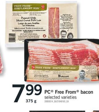 Fortinos Pc free from bacon 375 g offer